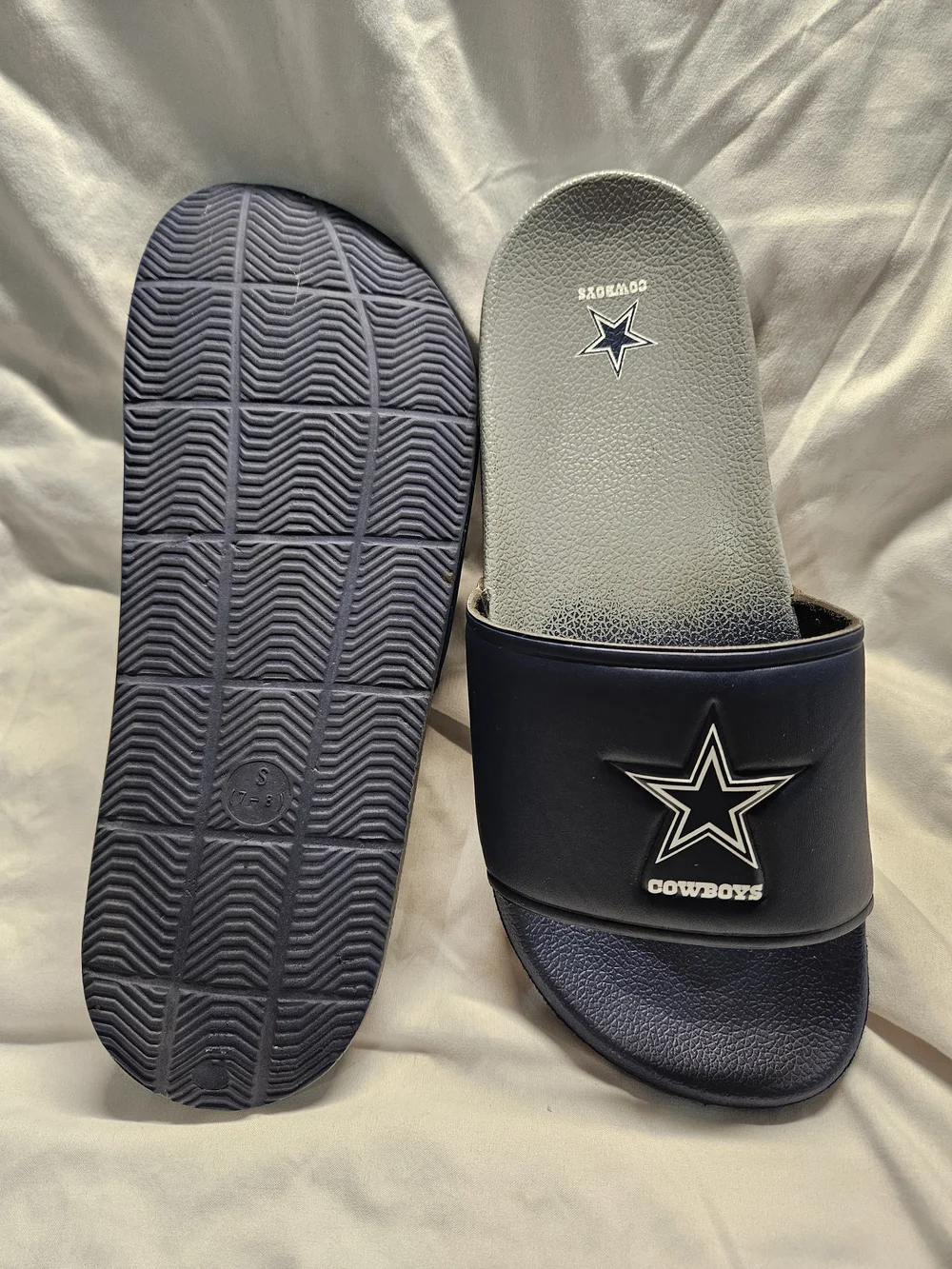 NFL Dallas Cowboys Navy and Gray Slide Sandals for Men